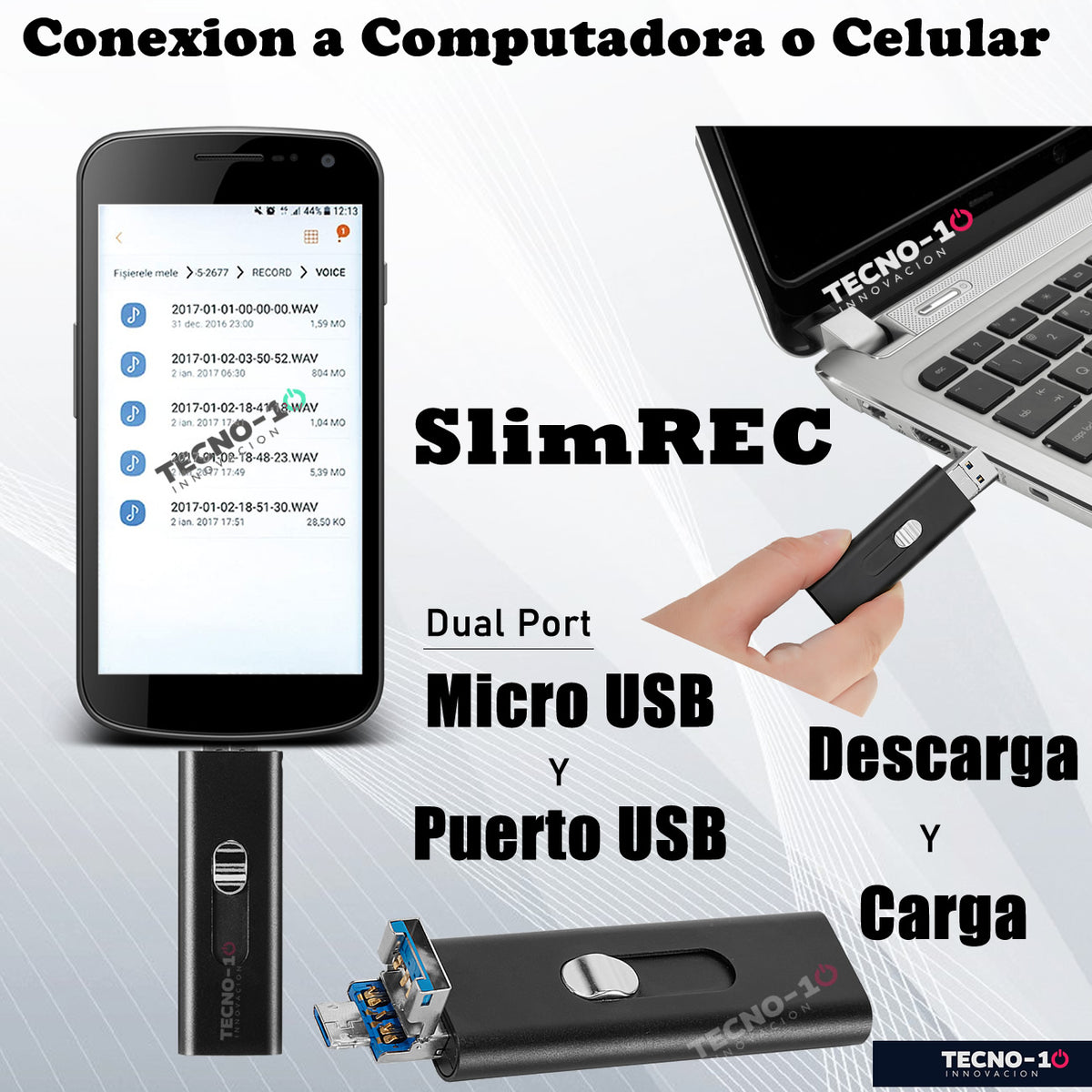 Mini grabadora activada por Voz SlimREC, Microfono Espia– GDLCamaras