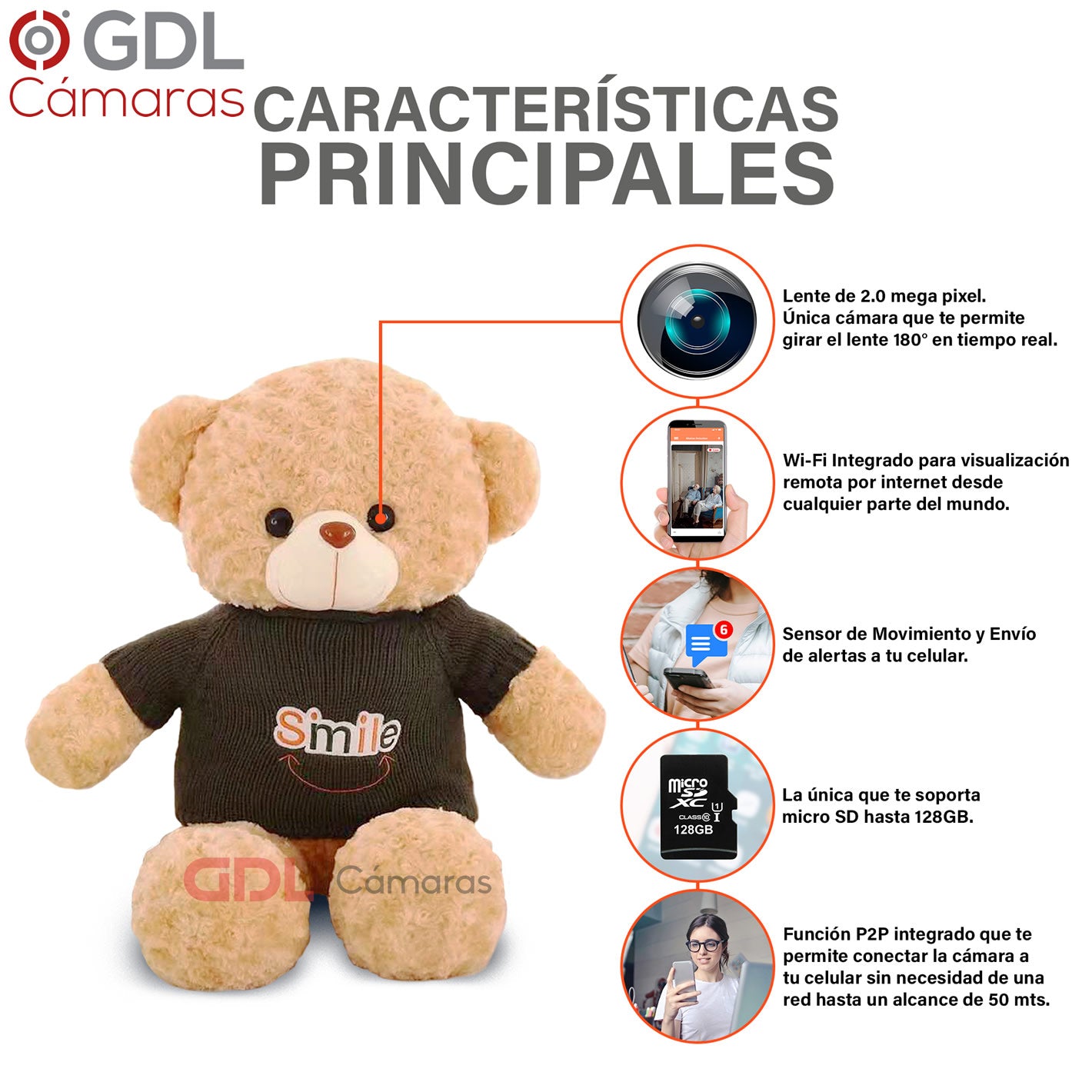 Cámara Espia Oso Peluche Niñera Wifi Audio 4k - Mercado Lider