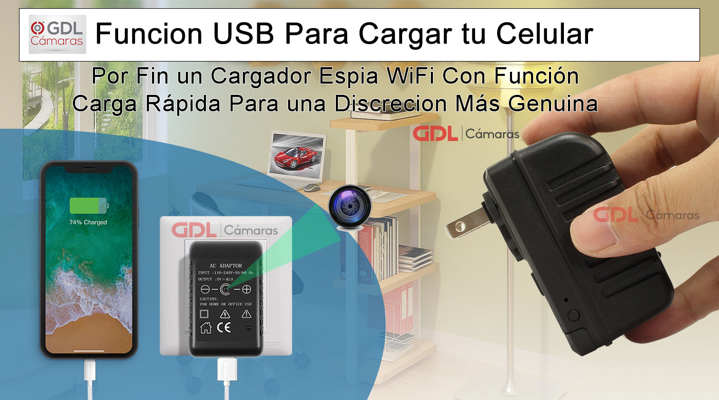 CAMARA DE VIGILANCIA ESPIA EN CARGADOR MOVIL CON WIFI Y CON