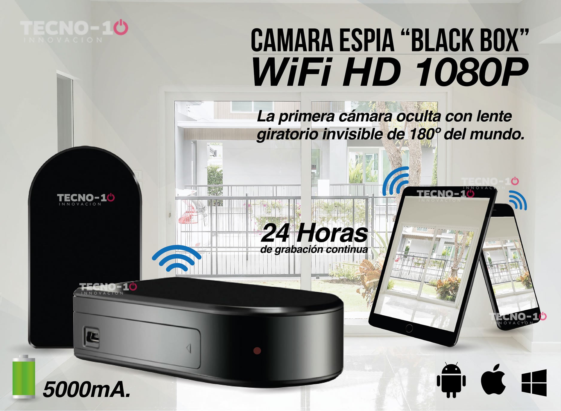 Camara Espia Wifi BlackBox Caja Negra, Camara de Seguridad, 180 Grados–  GDLCamaras